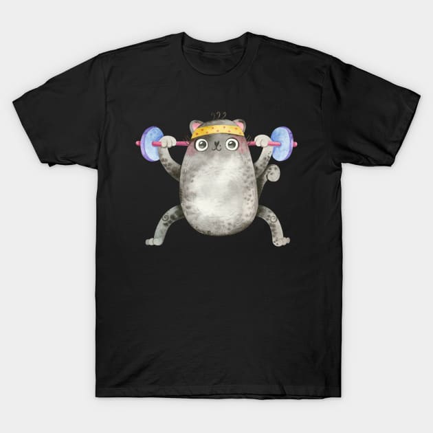 Cute Dumbell Cat T-Shirt by TeesByKimchi